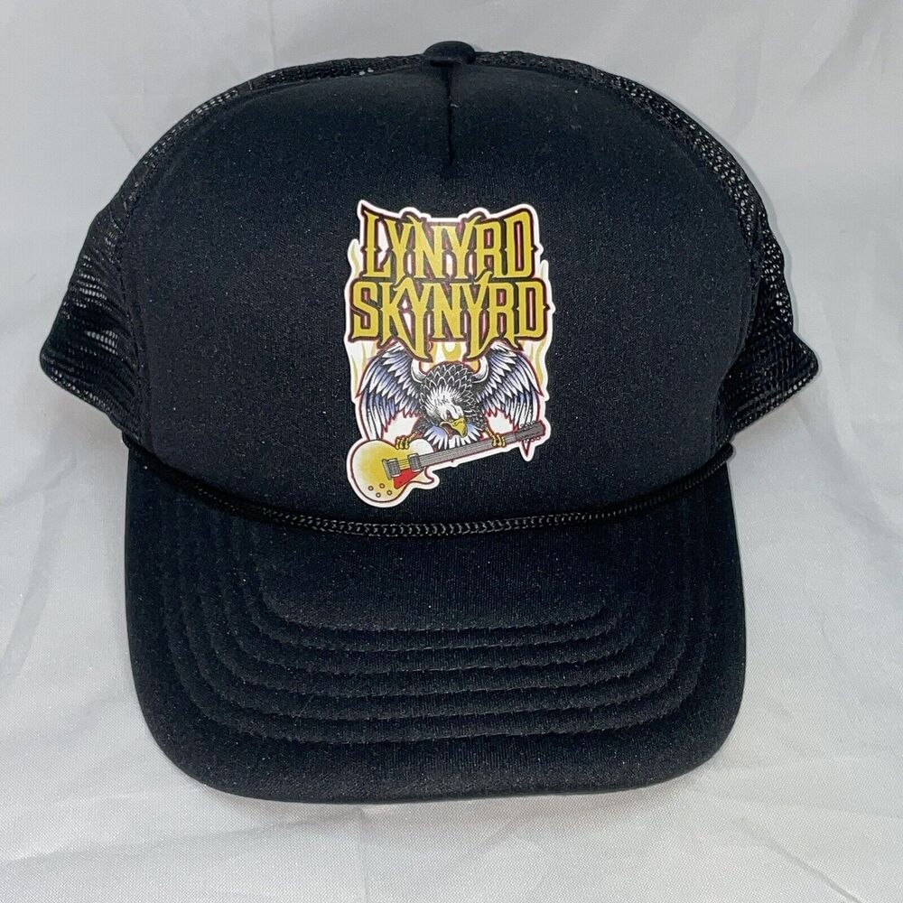 Lynyrd Skynyrd Baseball Cap Hat Band Logo Black Eagle SnapBack Mesh Adjustable